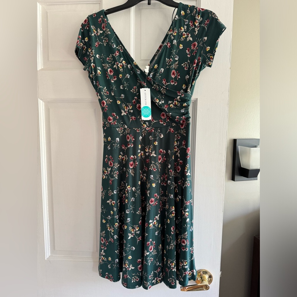 Green floral sun dress